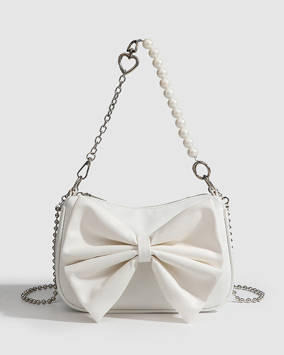 Bolso de Hombro con Lazo y Perlas