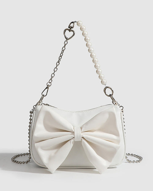Bolso de Hombro con Lazo y Perlas