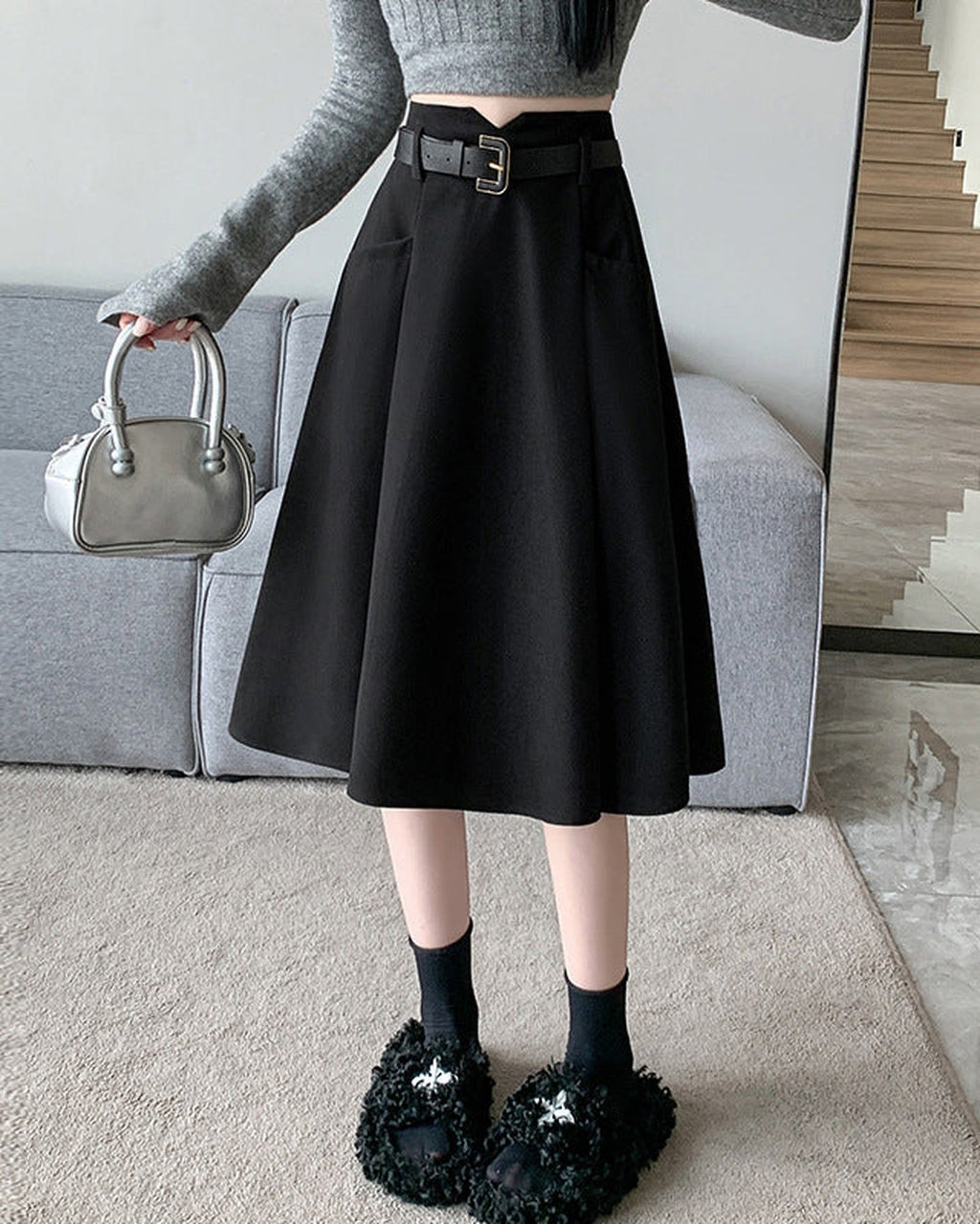 Falda Midi Evasé de Paño