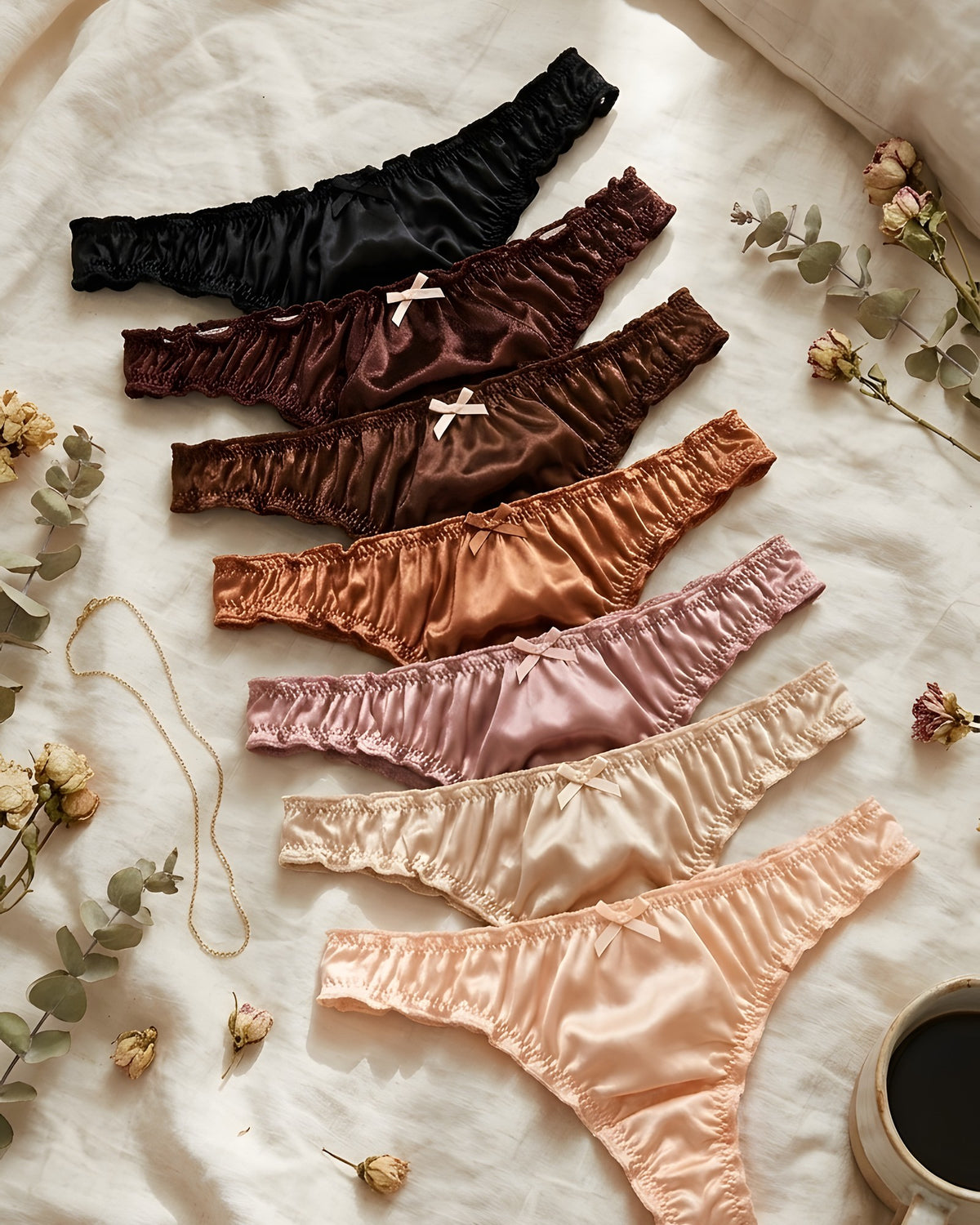 Pack de 7 tangas satinados