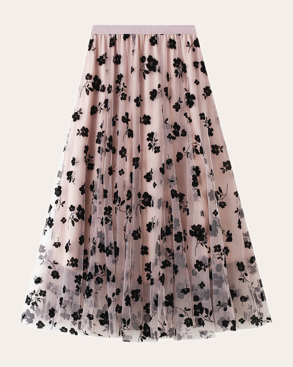 Falda Midi de Tul con Flores