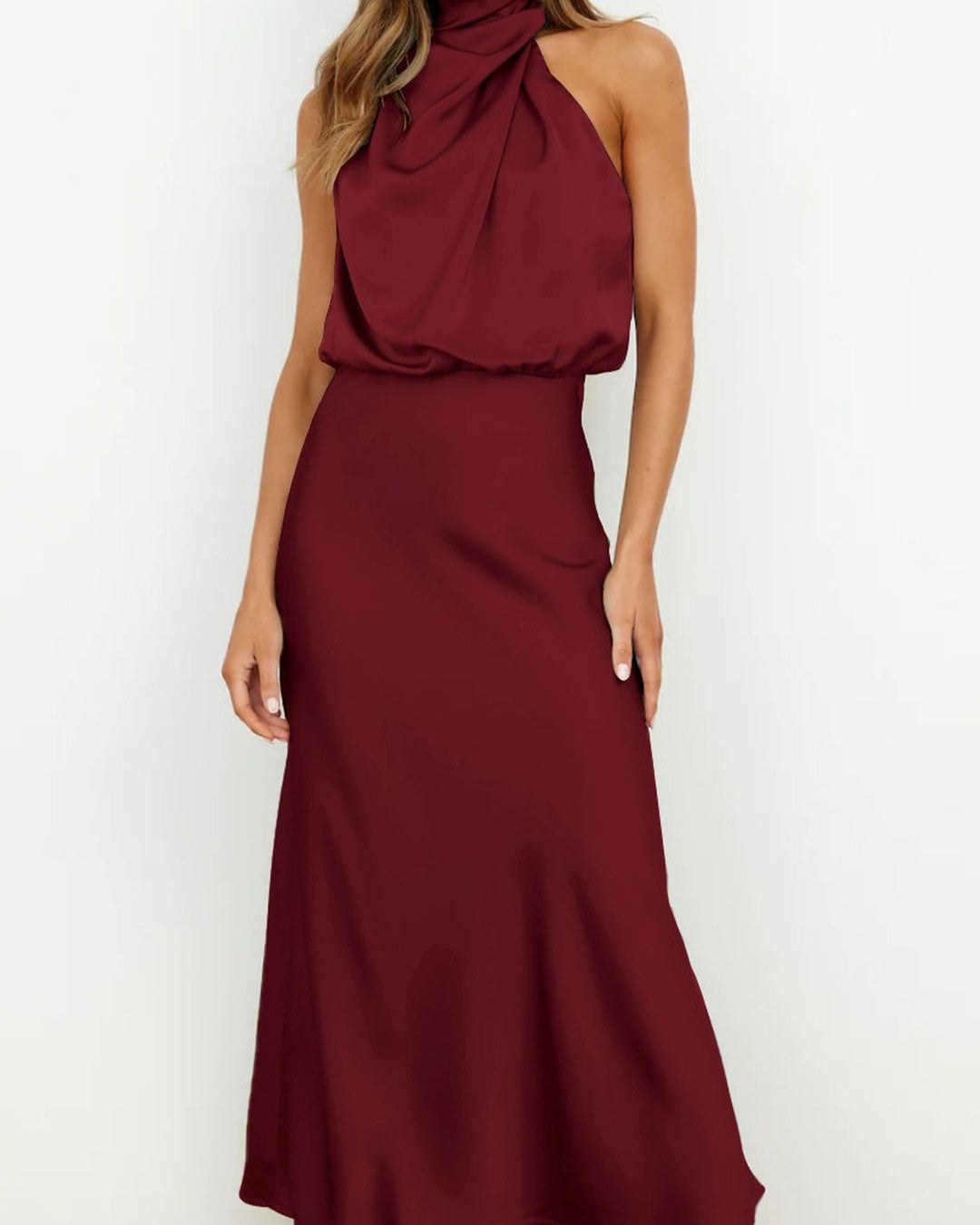 Vestido Largo Halter Drapeado